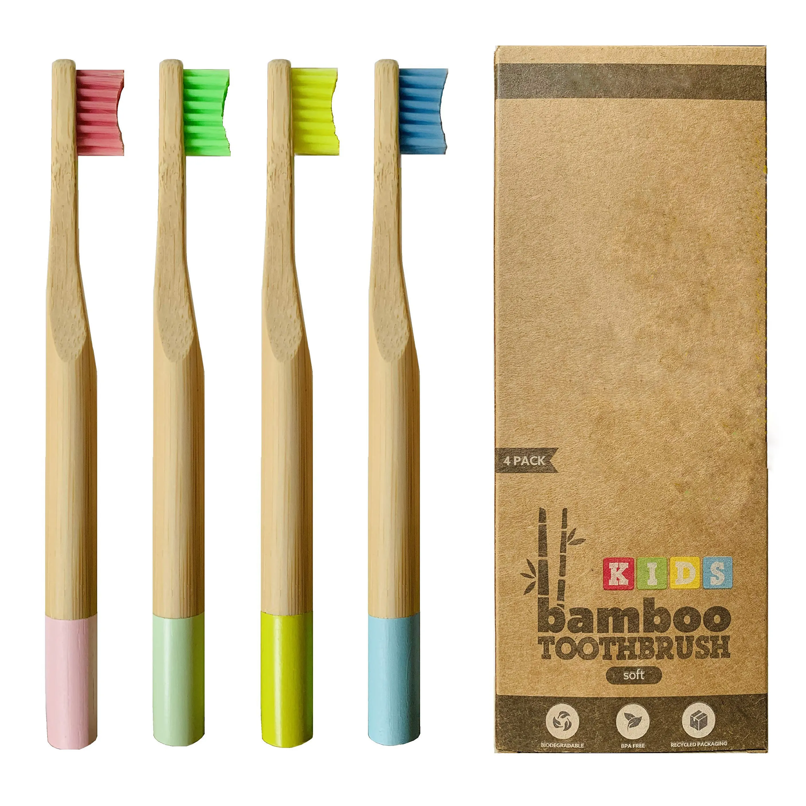 Brosse à dents en bois de bambou en gros avec logo personnalisé bio écologique biodégradable ultra doux brosse à dents en bambou pour adultes enfants