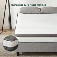 Matelas hybride à ressorts ensachés design moderne, taille King/Queen, 5x6 pieds, avec mousse à mémoire de forme naturelle, hypoallergénique et rafraîchissant, pour chambre à coucher