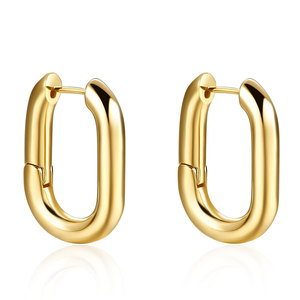 Boucles d'oreilles en forme de U, or 18 mm, design géométrique, pour femmes, bijoux tendance - Product Image 1