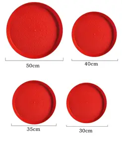 Wholesale Price 50cm Red And White Farm Opening Plate Feeding Plastic Plate Round Shape Poultry Chicken Feed Plate For Chicken