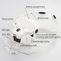 Headband Magnifier with LED Light and Replaceable Lenses Magnifier Hands-Free Magnifying Glasses