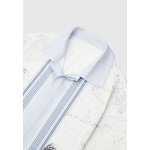 Chemise décontractée bleue à col campiste, coupe ample, pour vacances, personnalisable OEM - Product Image 6