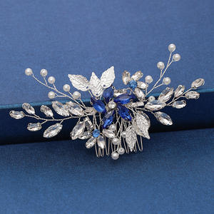 CHENGHE peigne à cheveux de mariée en <span class=keywords><strong>cuivre</strong></span> fait à la main épingles à cheveux pour femmes casque cristal naturel perle <span class=keywords><strong>couronne</strong></span> de mariage strass accessoires - Product Image 4