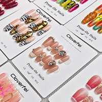 Ongles en plastique à motif géométrique de style français, couvrant entièrement l'ongle, à presser, finition brillante longue durée, pré-conçus pour les doigts, 10 pièces