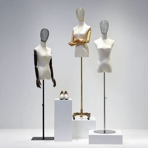 Soporte de plástico ajustable para cuerpo, cabeza galvanizada de alambre de hierro, maniquí femenino dorado - Product Image 2