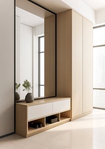 Mobiletto Ingresso Personalizzato <span class=keywords><strong>con</strong></span> Sgabello Nascosto, Resistente all'Umidità, <span class=keywords><strong>per</strong></span> Appartamenti Urbani e Design di Ingressi - Product Image 3