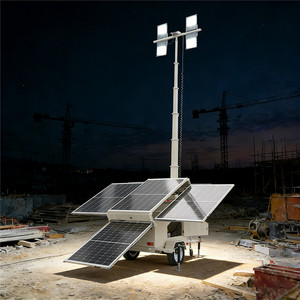 Torre de Luz Móvil con Energía Solar de 9m de Altura, Sin Ruido, para Construcción en Exteriores, Emergencias, Remolcable - Product Image 1