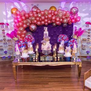 طاولة طعام مستطيلة للمناسبات من الفولاذ المقاوم للصدأ بقاعدة ذهبية للمطاعم والفنادق - Product Image 3