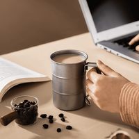 Mug en acier inoxydable pour l'extérieur, 380 ml/500 ml, style industriel or/argent, qualité alimentaire, tasse à café/bière avec poignée pour le camping