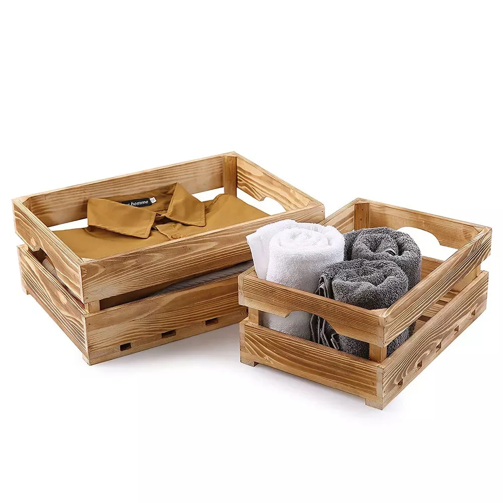 Wholesale Three-Piece Set of Wood Storage Baskets Stash Boxes for Bedroom Organization