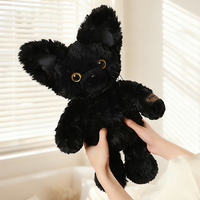 Peluche personnalisable chat noir mignon fraise, jouet en maille Kawaii, animal en peluche, décoration de chambre, tissu super doux