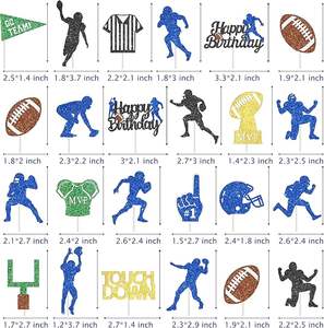 Adornos de Cupcakes con Purpurina de Fútbol Americano, Decoración para Fiestas de Cumpleaños, Baby Shower, Fiestas Infantiles con Temática Deportiva de Rugby - Product Image 3