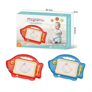 Mainan papan gambar kartun magnetik untuk anak-anak, mainan edukasi DIY, papan gambar bentuk ikan magnetik - Product Image 2
