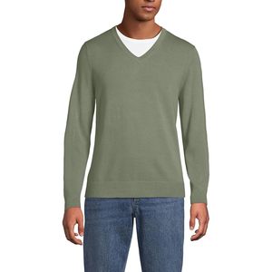 Pull en coton à col en V pour homme FOXA, maille fine, épaisseur standard, manches régulières - Product Image 1