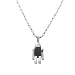 <b>Titanium</b> Steel Robot Pendant Men's Stainless Steel Necklace Cartoon Geometric Retro Punk Hip Hop Style 120111 - Product Image 3