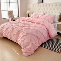 Offre Spéciale Excellente Qualité 100% Polyester Microfibre Pintucks & Chevron Motif 3pcs Couette Ensemble de Literie