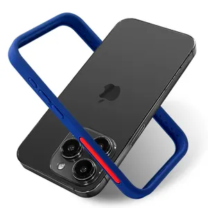 Parachoques de borde de silicona líquida protectora a prueba de golpes TENCHEN con funda de teléfono de PC dura transparente para iPhone 15 pro Max