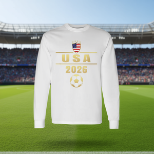Camiseta de Manga Larga de la Selección de Fútbol de EE. UU. 2026, Diseño Blanco y Dorado - Product Image 3