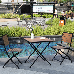 Moderno tavolo e sedia in legno di <span class=keywords><strong>plastica</strong></span> all'aperto piccolo tavolo quadrato sul patio all'aperto pieghevole in ferro tavolo da pranzo e sedia - Product Image 2