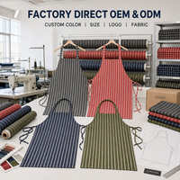 Tablier de travail professionnel réutilisable en sergé de polyester filé MJS 240 GSM, à rayures teintes, pour la restauration et l'hôtellerie