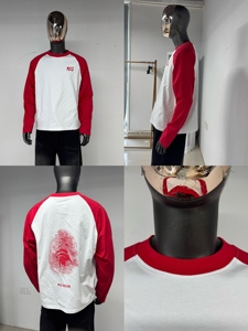 TS2595 T-Shirt a Maniche Lunghe da <span class=keywords><strong>Uomo</strong></span> Personalizzata <span class=keywords><strong>di</strong></span> Alta Qualità con Collo Rotondo e Maniche Raglan 100% Cotone - Product Image 2