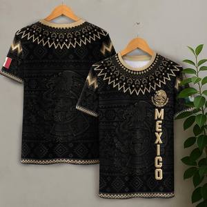 Maglia da Calcio Messicana per Uomo, Vestibilità Regolare, Collo Tondo, Stampa Sublimata con Design Azteco, Abbigliamento Sportivo per Tutte le Stagioni - Product Image 3