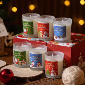 Velas Aromáticas de Cera de Soja al por Mayor con Diseño de Papá Noel y Muñeco de Nieve en Vaso de Vidrio para Reventa - Product Image 5