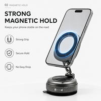 Soporte Magnético para Teléfono de Grado Comercial, Brazo de Aleación, Ventosa Reutilizable, Rotación de 360°, Multifuncional, Certificado RoHS y REACH