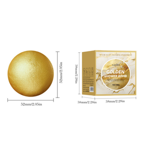 Bomba de Baño Efervescente Personalizada Hecha a Mano con Espuma de <span class=keywords><strong>Burbujas</strong></span>, Fragancia Vegana Natural, Bola Dorada de 24K, Bombas de Baño Orgánicas Efervescentes - Product Image 1