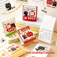 Mini calendrier de bureau 2027 – Support de notes pour étudiants, motif chat noir mignon, idéal pour la gestion des tâches et comme petits cadeaux de récompense pour étudiants