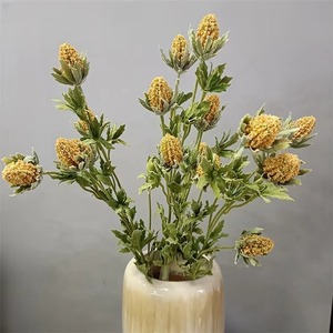 Nouvelles Fleurs Tropicales Artificielles à Tige Floquée Pliable, 6 Têtes d'Artichaut Eryngo pour Décoration de Maison, Mariage et Centres de Table - Product Image 4