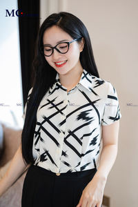 TA1526 Women <b>office</b> fashion bassic <b>shirt</b> standard form good shape retention short sleeve youthful high fashion - Product Image 3