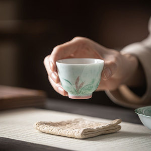 Hand Painted Reed Porcelain Teacup Small Size Guest Cup For Kung Fu <b>Tea</b> <b>Set</b> - Product Image 2