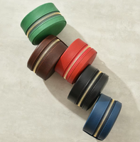 Étui à bijoux de voyage rond en cuir PU, boîte cylindrique à fermeture éclair, intérieur en velours, mini rangement pour bagues et boucles d'oreilles, vente en gros, personnalisation OEM