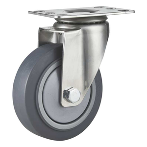 TPR Mittelgroße Industrierollen 3-5 Zoll Schwenkbar mit Vorderbremse Edelstahl Einzelkugellager 100-130KG Tragfähigkeit Gewinde - Product Image 4