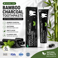 Dentifrice blanchissant au charbon de bambou activé en gros, saveur menthe, charbon de bambou noir, dentifrice nettoyant pour les dents