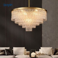 Lustre de luxe en laiton massif à effet d'ondulation, lampe suspendue postmoderne pour villa, salon, salle à manger, chambre à coucher, luminaire de plafond créatif