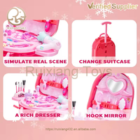 Ensemble de jeu de beauté 2-en-1 en gros, valise portable en alliage avec table de maquillage pour enfants unisexes, jouets en plastique pour filles, emballés en boîte