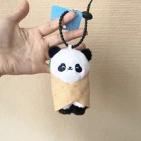 Porte-clés en peluche Panda Canard enroulable personnalisé en gros, mignon animal endormi, porte-clés en spirale, décoration pour sac à dos