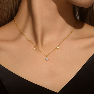 สร้อยคอเงินแท้ 925 รูปดาวสี่แฉกสวยงาม ดีไซน์สองชั้น ใช้ได้หลากหลายแบบ - Product Image 4