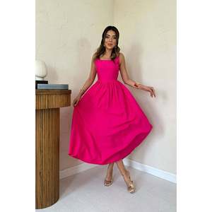 Robe de soirée en lin épais fuchsia en gros - Product Image 5