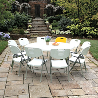 Vente flash : Ensemble de table à manger moderne en acier pour 10 personnes, chaises pliantes de banquet pour l'extérieur, pour mariages, fêtes, cour, hôtel