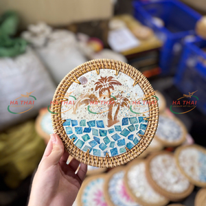 Grands sous-verres ronds en nacre sous-verres colorés faits à la main coquillage tasse tapis pour café thé boisson Table décor - Product Image 1