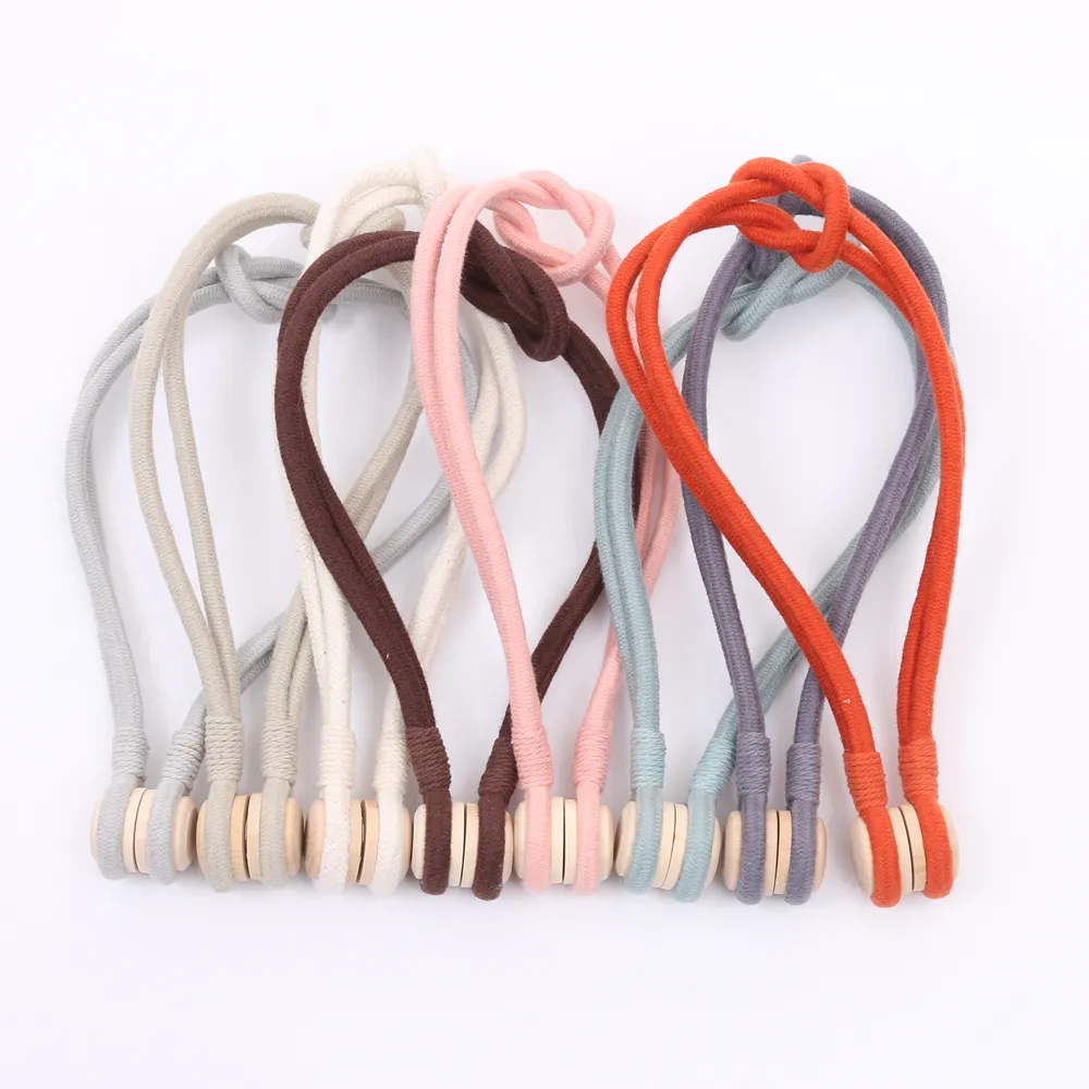 Wooden bead cotton rope Curtain magnetic tie Binding rope Perforation-free installation curtain tie Curtain binding strap