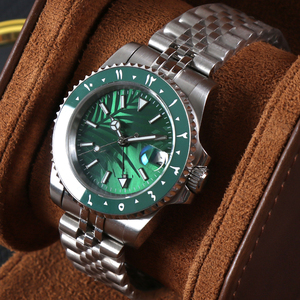 นาฬิกาข้อมือ MINUTETIME NH35 ระบบจักรกล ตัวเลขอาหรับสีเขียว ขอบเซรามิก สำหรับผู้ชาย ระบบอัตโนมัติ หน้าปัดลายใบไม้ กันน้ำ - Product Image 2