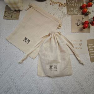 Custom Logo Printing Cotton Linen Gift Cosmetic <b>Drawstring</b> <b>Bag</b> Muslin Jewelry <b>Makeup</b> Pouch - Product Image 4
