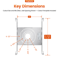 Support de fixation universel réglable multi-tailles robuste (2, 3, 4, 6 pouces) pour luminaires encastrés sans cadre – Nouvelle construction