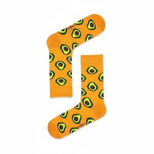 <b>Orange</b> Avocado Floral Patterned Nylon <b>Socks</b> Breathable Cute Girl's Daily Use with Custom Logo One Size Fits All - Product Image 2