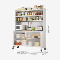 Buffet de rangement métallique multi-niveaux moderne avec roulettes, grande capacité, meuble de cuisine roulant pour l'organisation de la maison et de la cuisine