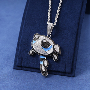 Collana con Ciondolo Cartoon Placcato Oro 2025, Stile Hip Hop, Ispirata alle <span class=keywords><strong>Powerpuff</strong></span> Girls, con Zirconi Incastonati, Gioielli Disponibili - Product Image 4